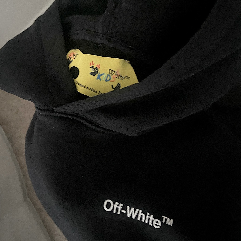Youth off white hooded sweatshirt